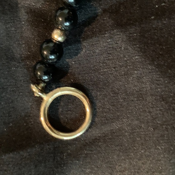 Mignon Faget onyx and gold fleur-de-lis necklace - Picture 5 of 9